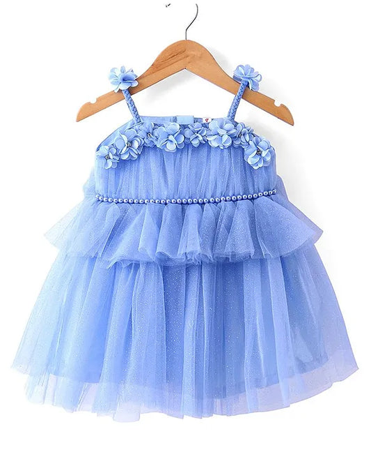 Twinkle Blue Floral Tulle Party Dress
