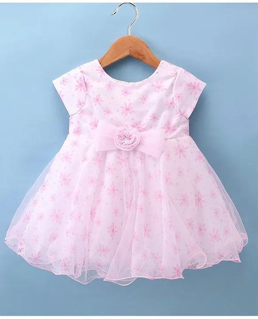 Babyhug Woven Half Sleeves Fit pink Dress